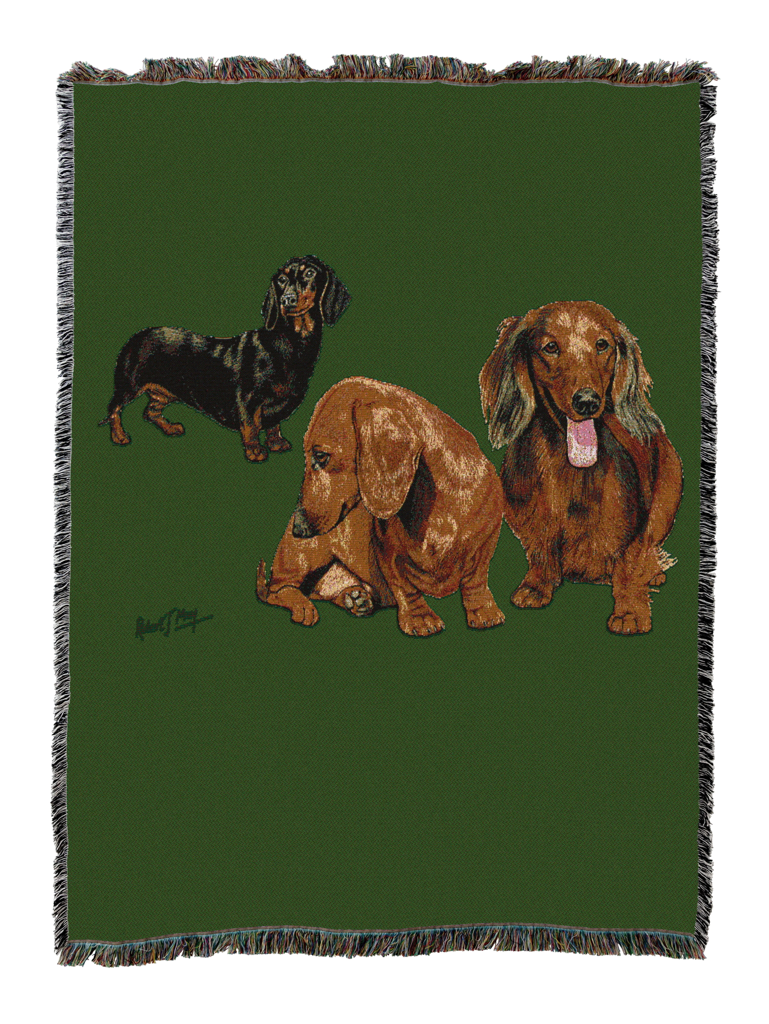 Dachshund Puppies Blanket Green