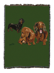 Dachshund Puppies Blanket Green