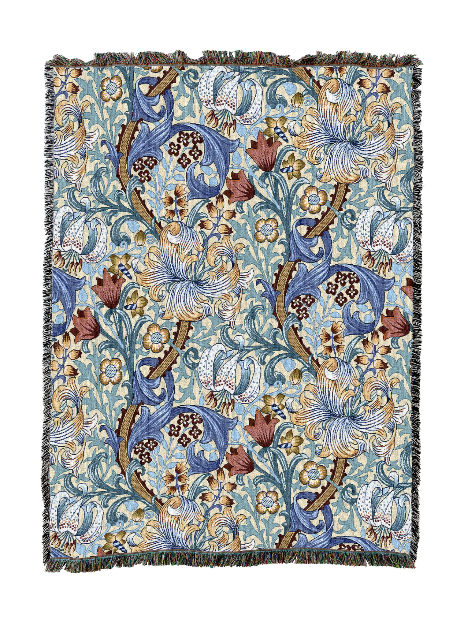 William Morris Golden Lily Blues Blanket