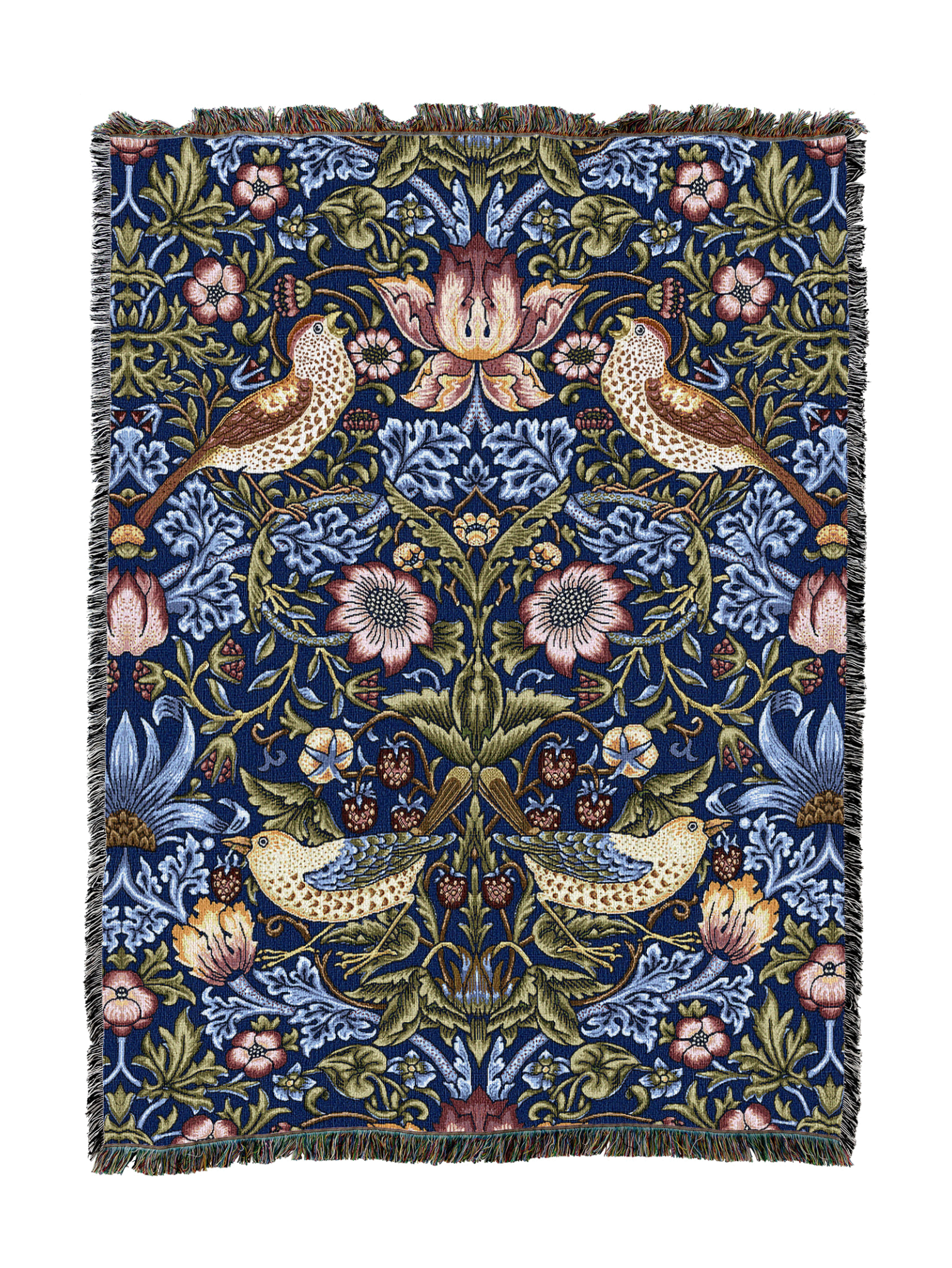 William Morris Strawberry Thief Indigo Blanket