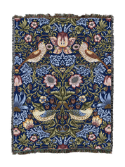 William Morris Strawberry Thief Indigo Blanket