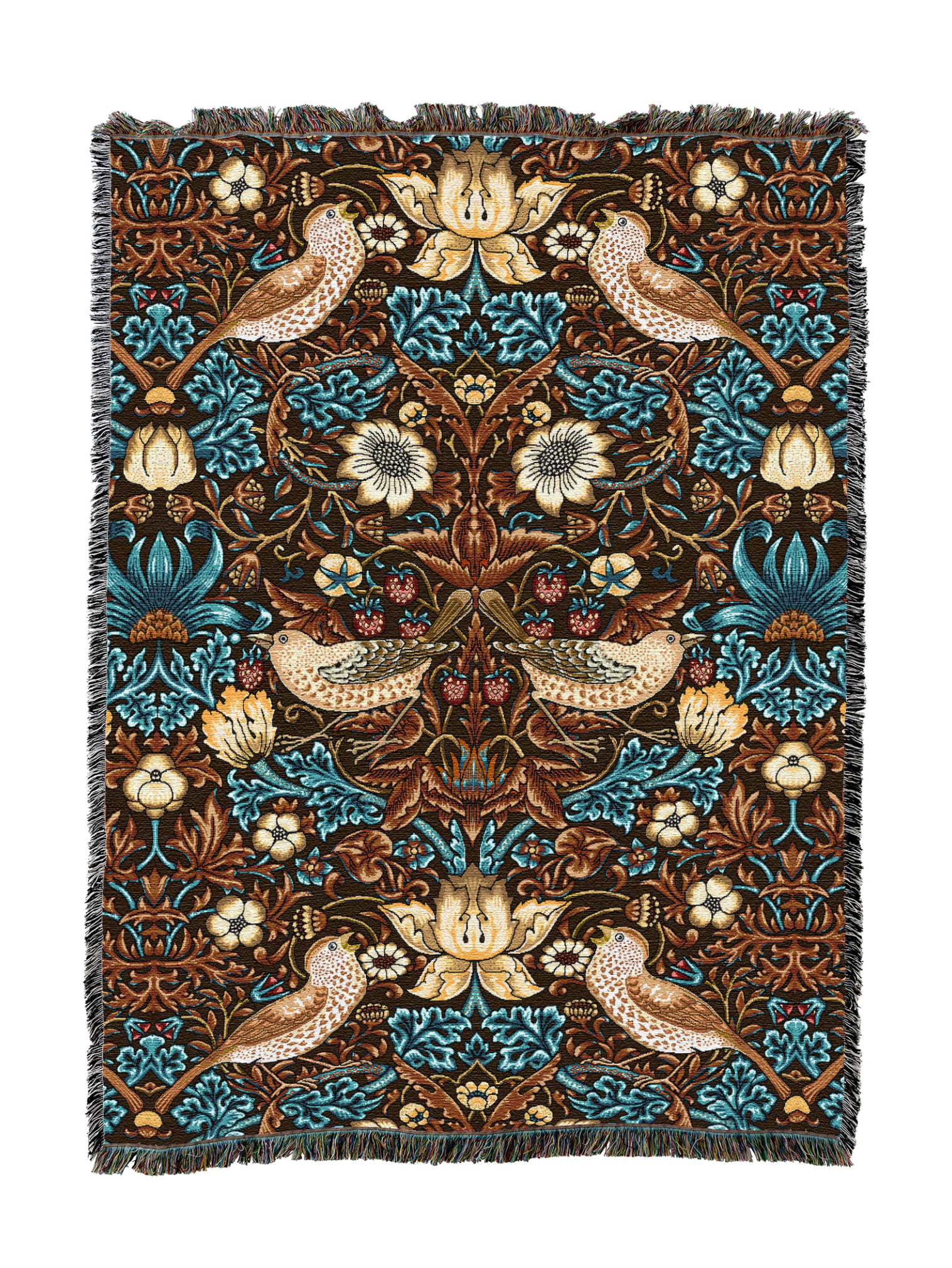 William Morris Strawberry Thief Walnut Blanket XL