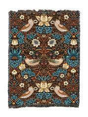 William Morris Strawberry Thief Walnut Blanket XL