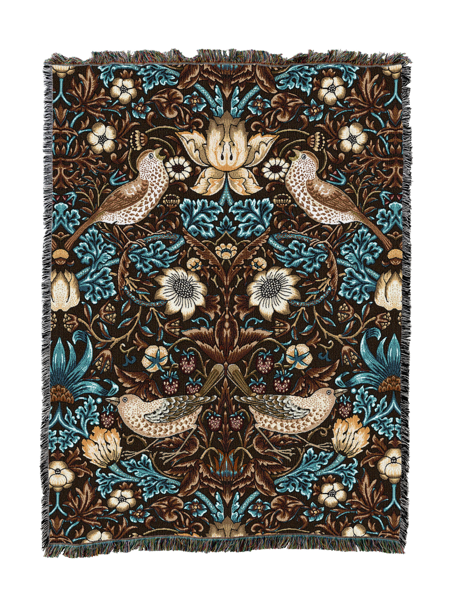 William Morris Strawberry Thief Walnut Blanket