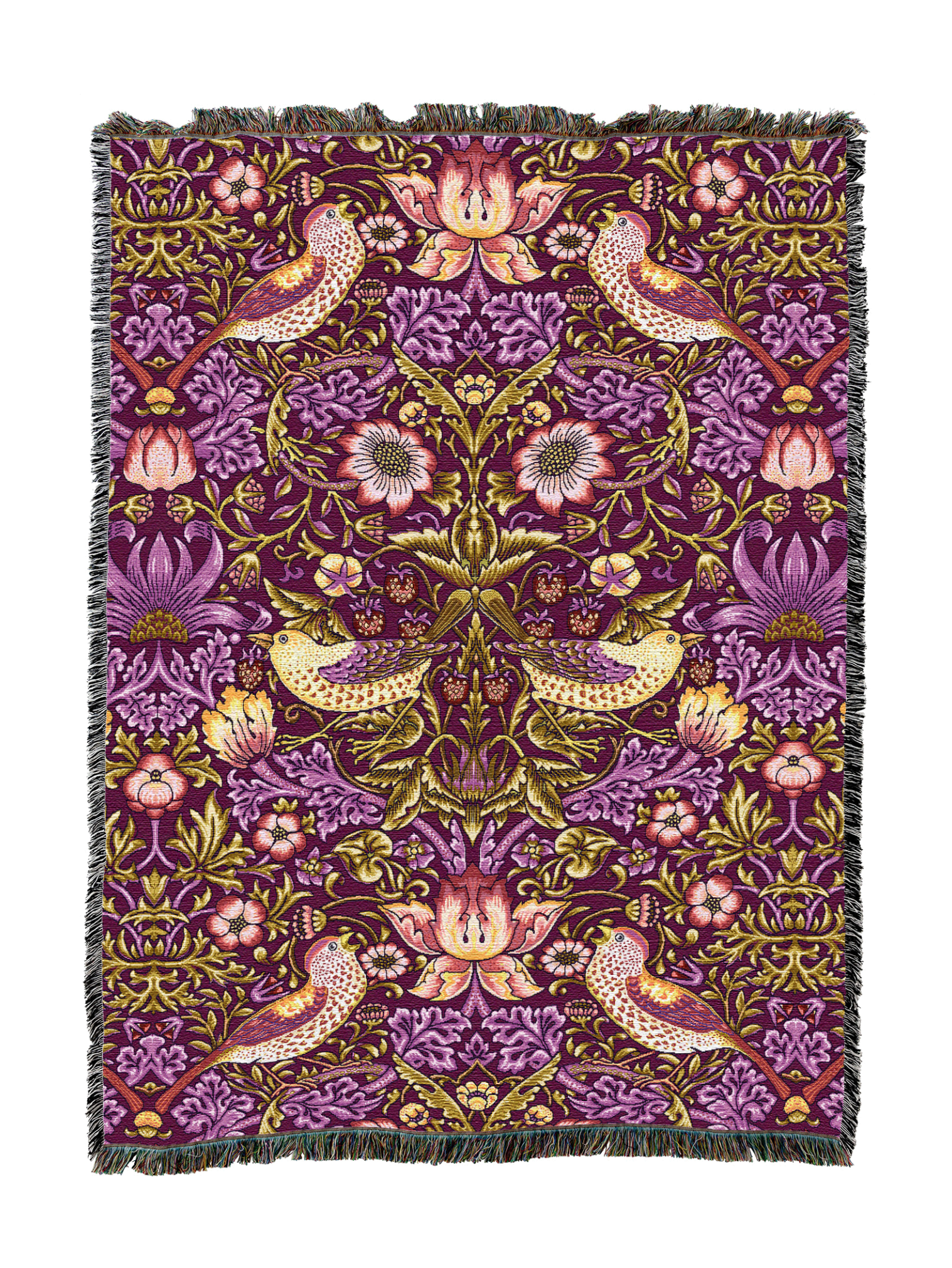 William Morris Strawberry Thief Plum Blanket XL