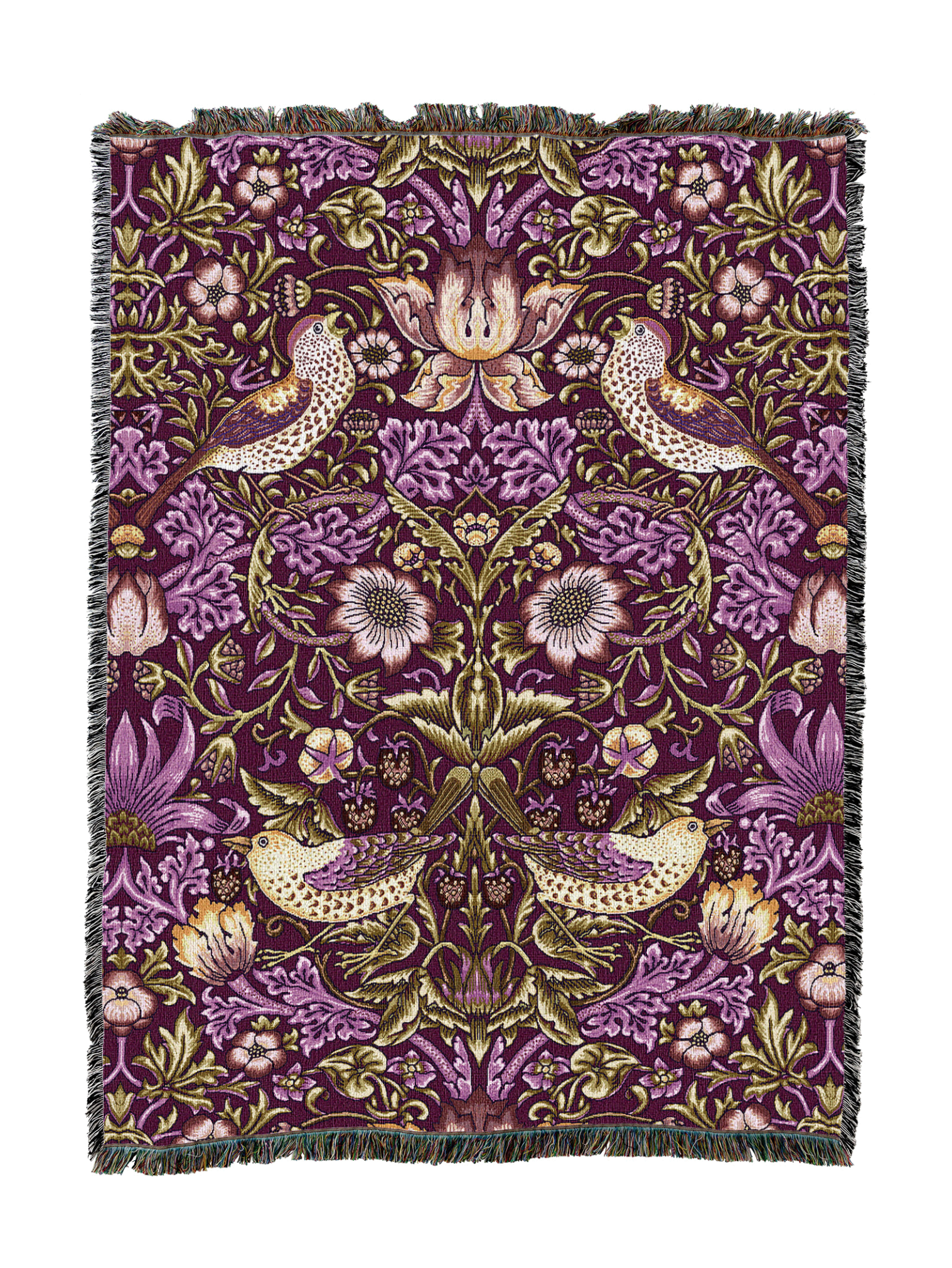 William Morris Strawberry Thief Plum Blanket