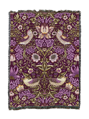 William Morris Strawberry Thief Plum Blanket