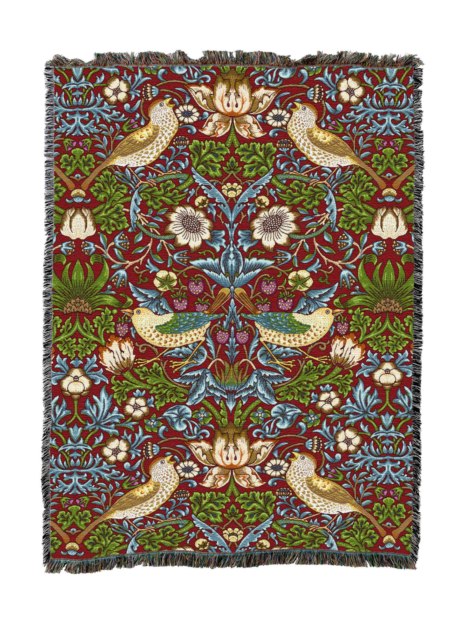 William Morris Strawberry Thief Scarlet Blanket XL