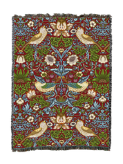 William Morris Strawberry Thief Scarlet Blanket XL