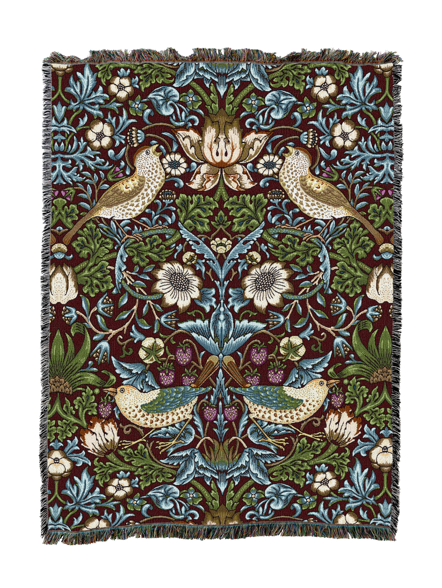 William Morris Strawberry Thief Scarlet Blanket
