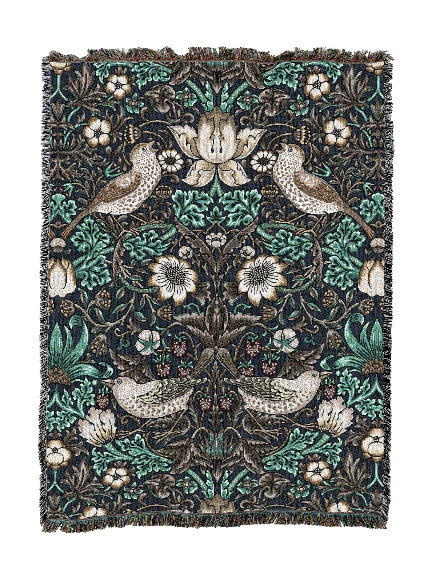 William Morris Strawberry Thief Slate Blanket