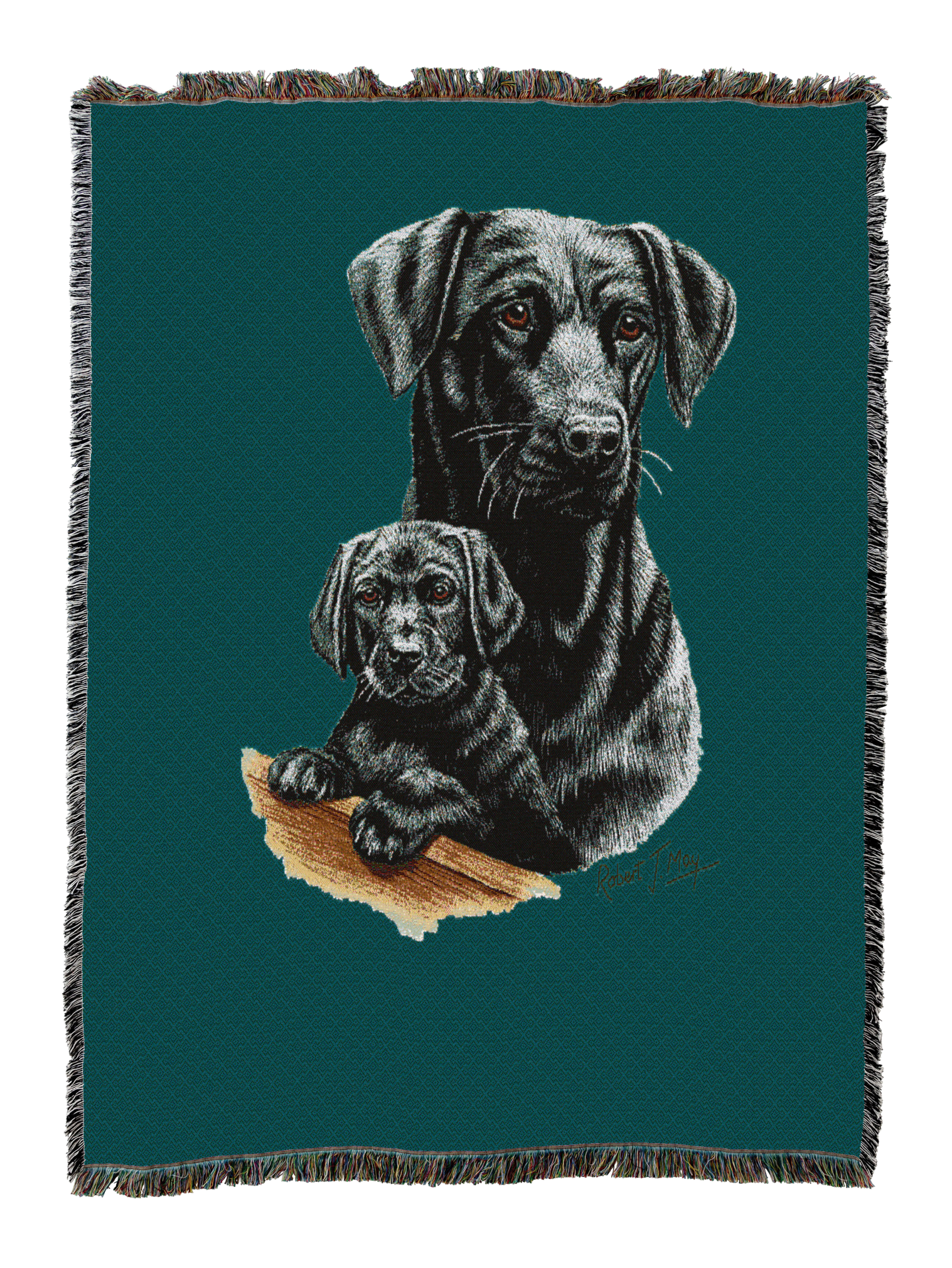 Labrador Retriever With Puppy Black Blanket