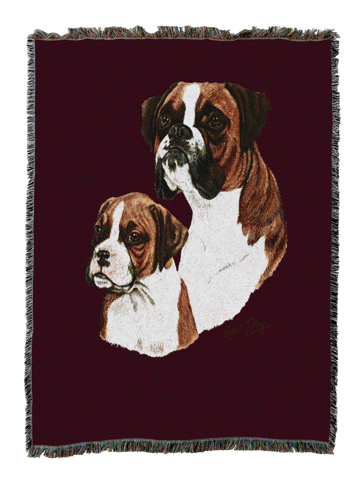 Boxer with Puppy Blanket Red