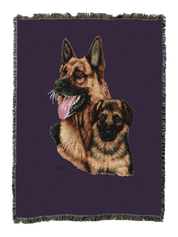 German Shepherd With Puppy Blanket
