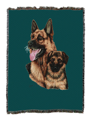 German Shepherd With Puppy Blanket