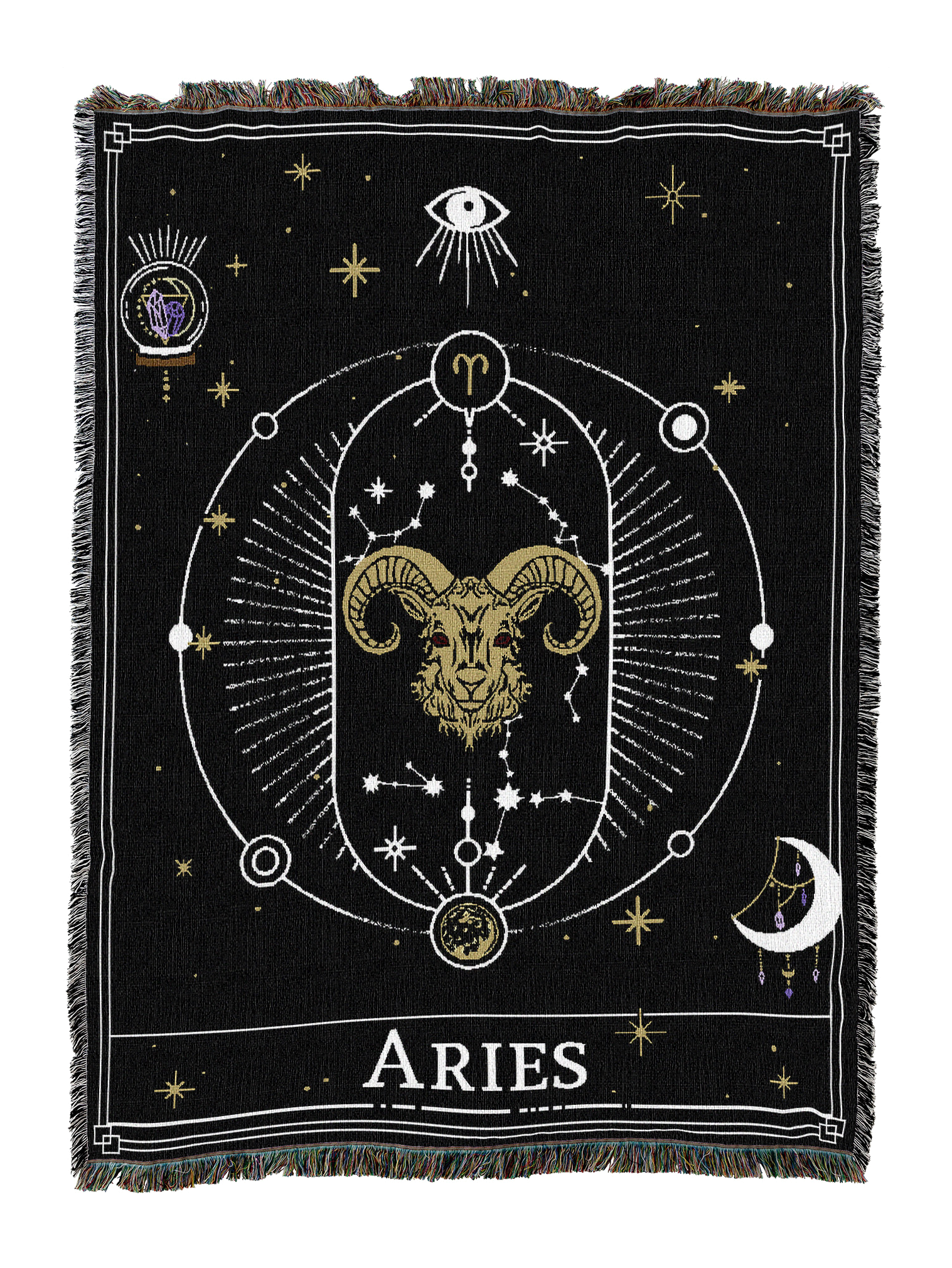 Zodiac Tarot Aries Card Blanket