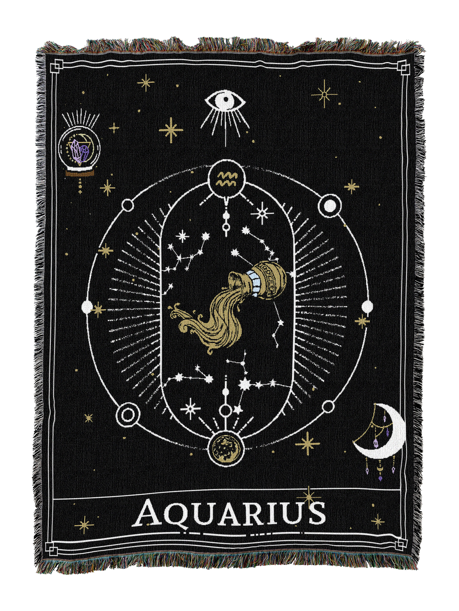 Zodiac Tarot Aquarius Card Blanket