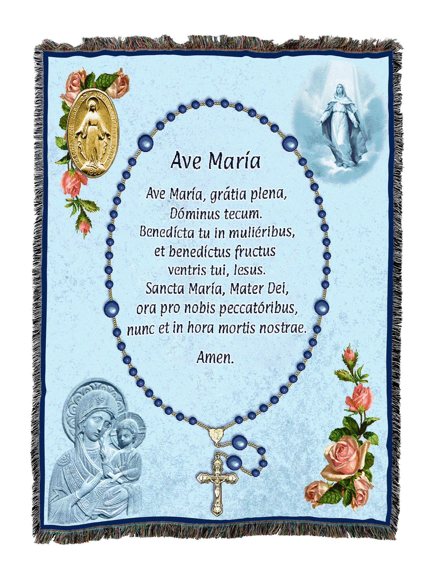 Latin Memorial Rosary Blanket