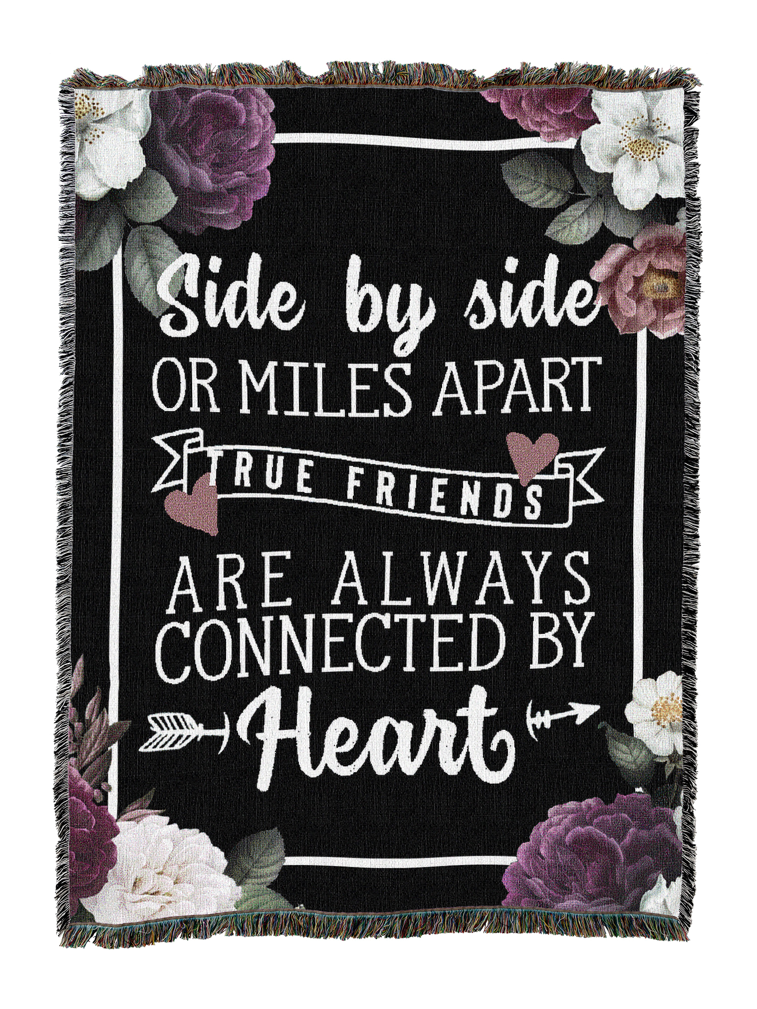 Side By Side Friends Floral Frame Blanket