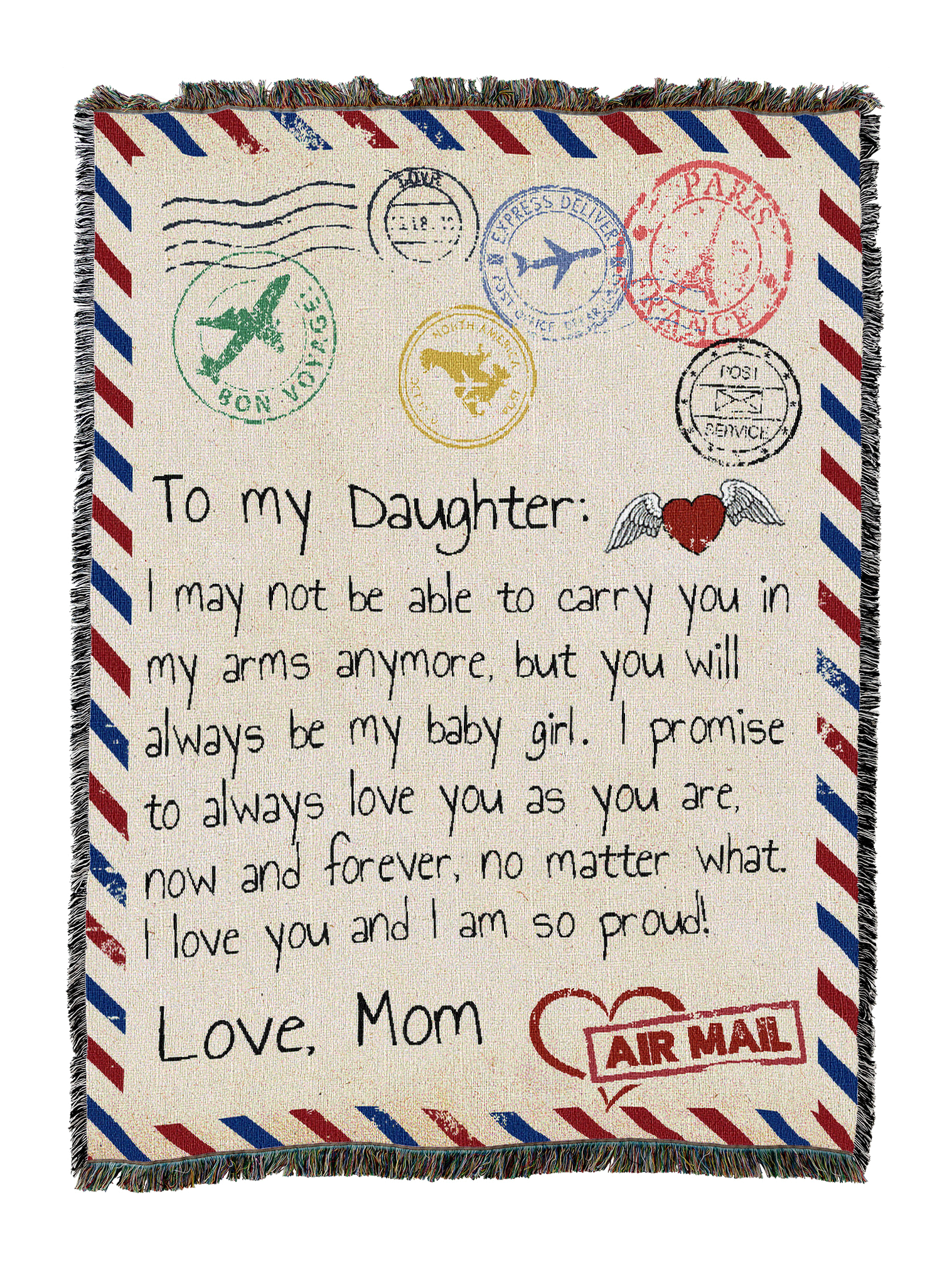 Letter From Mom To Daughter Blanket