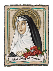 Saint Rita Prayer Card Blanket