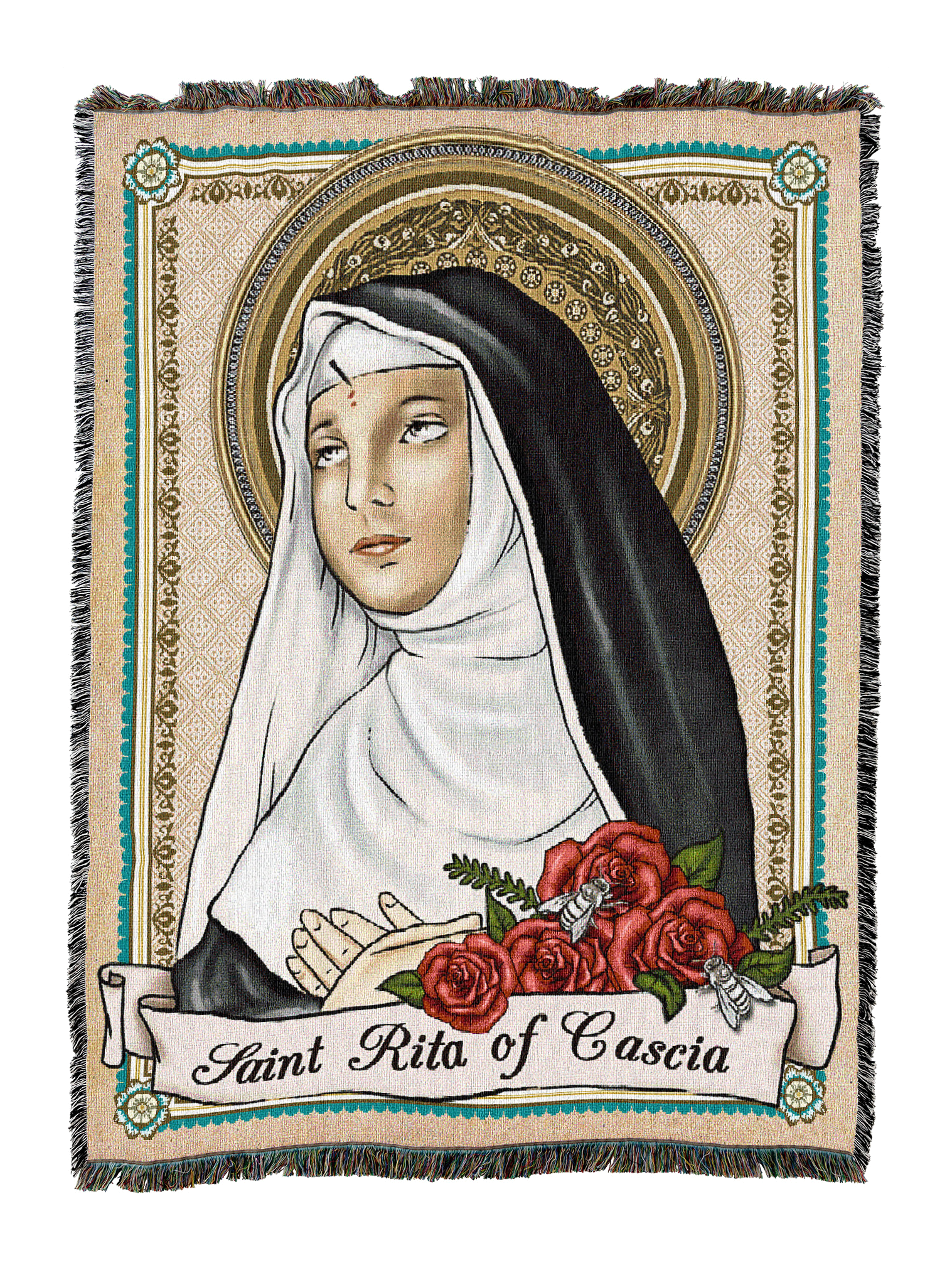 Saint Rita Prayer Card Blanket