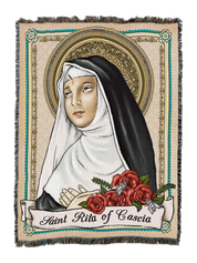 Saint Rita Prayer Card Blanket