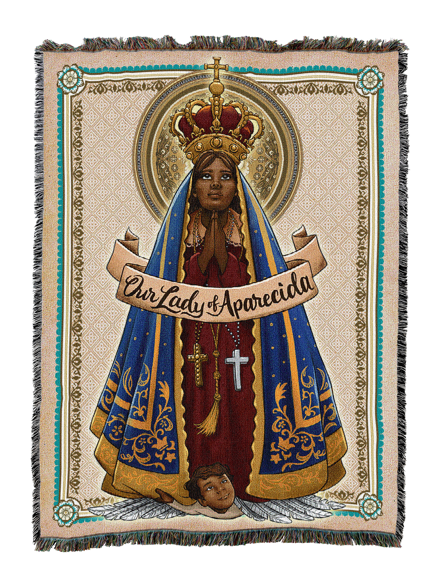 Lady of Aparecida Prayer Card Blanket