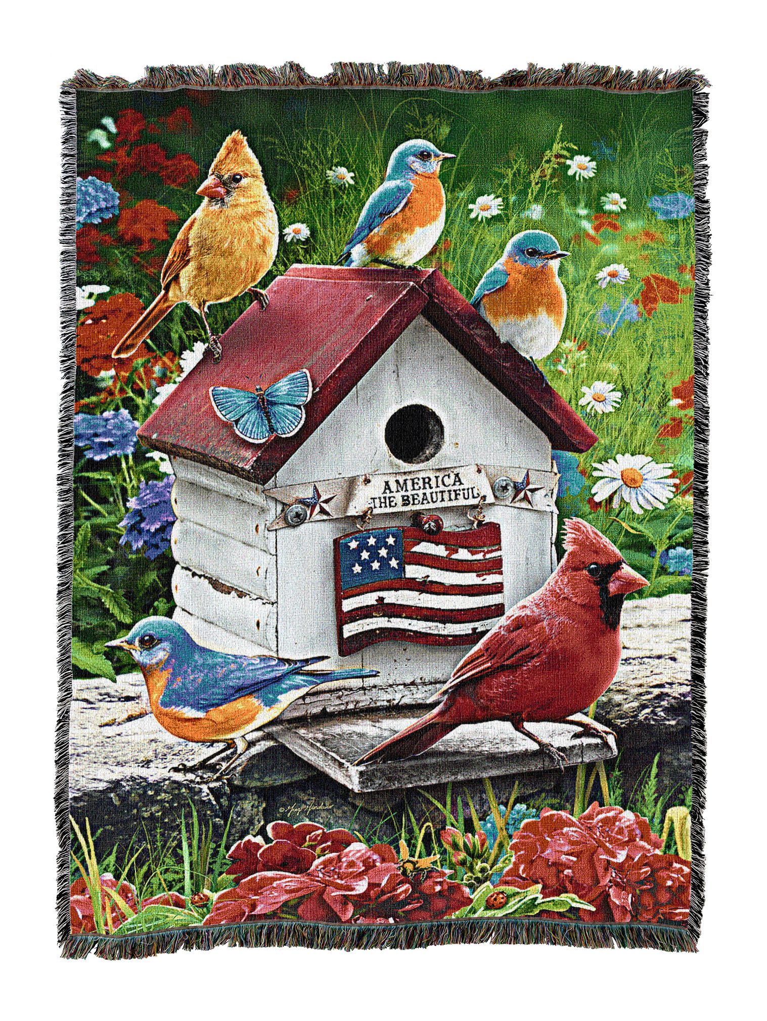 Patriotic Birdhouse 2 Blanket