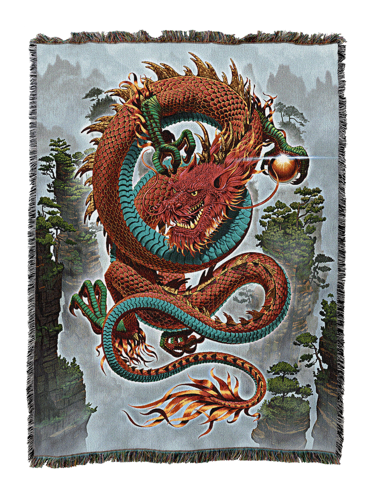 Good Fortune Dragon Red Blanket