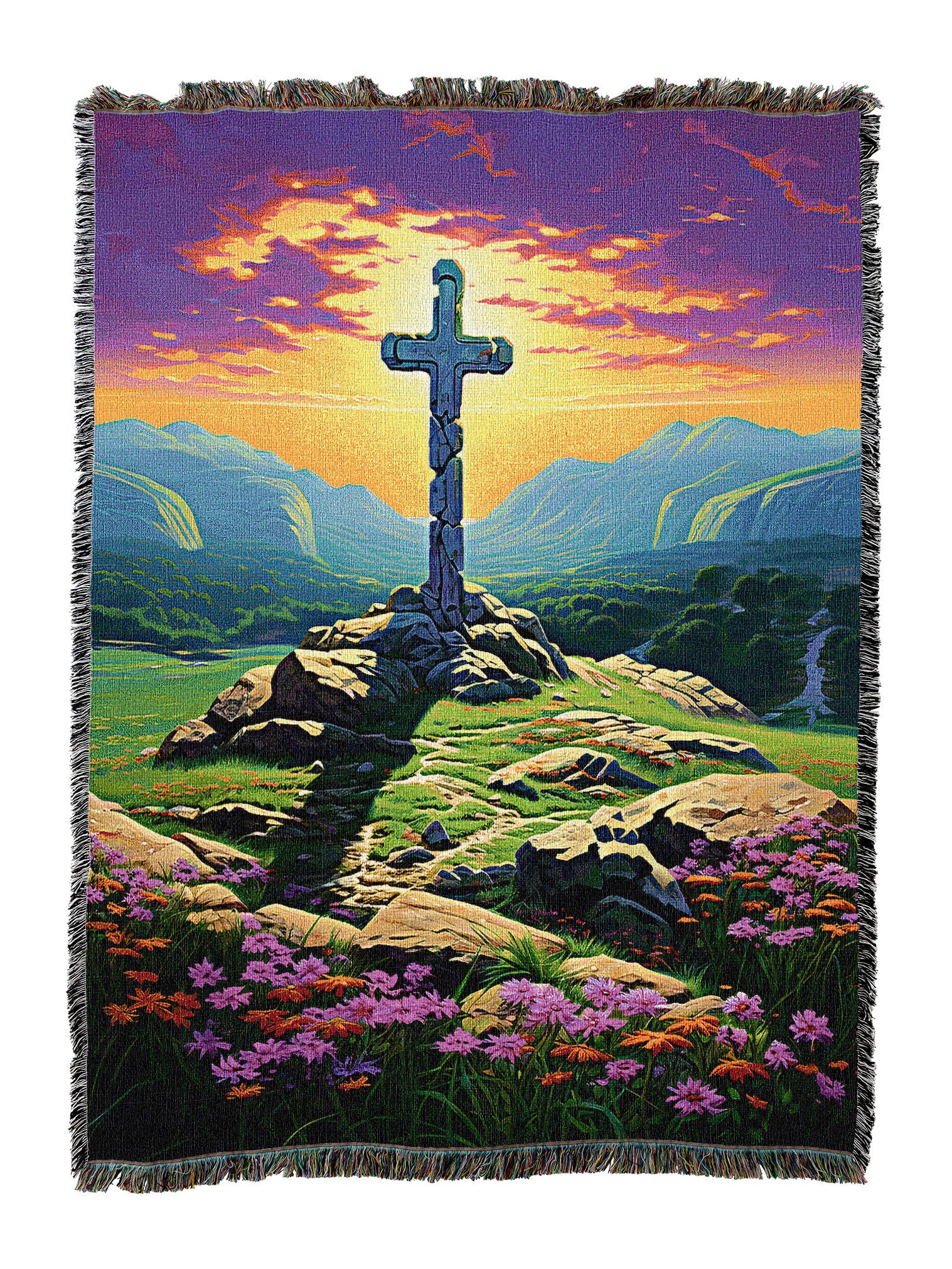 Cross Against Purple Skies Blanket