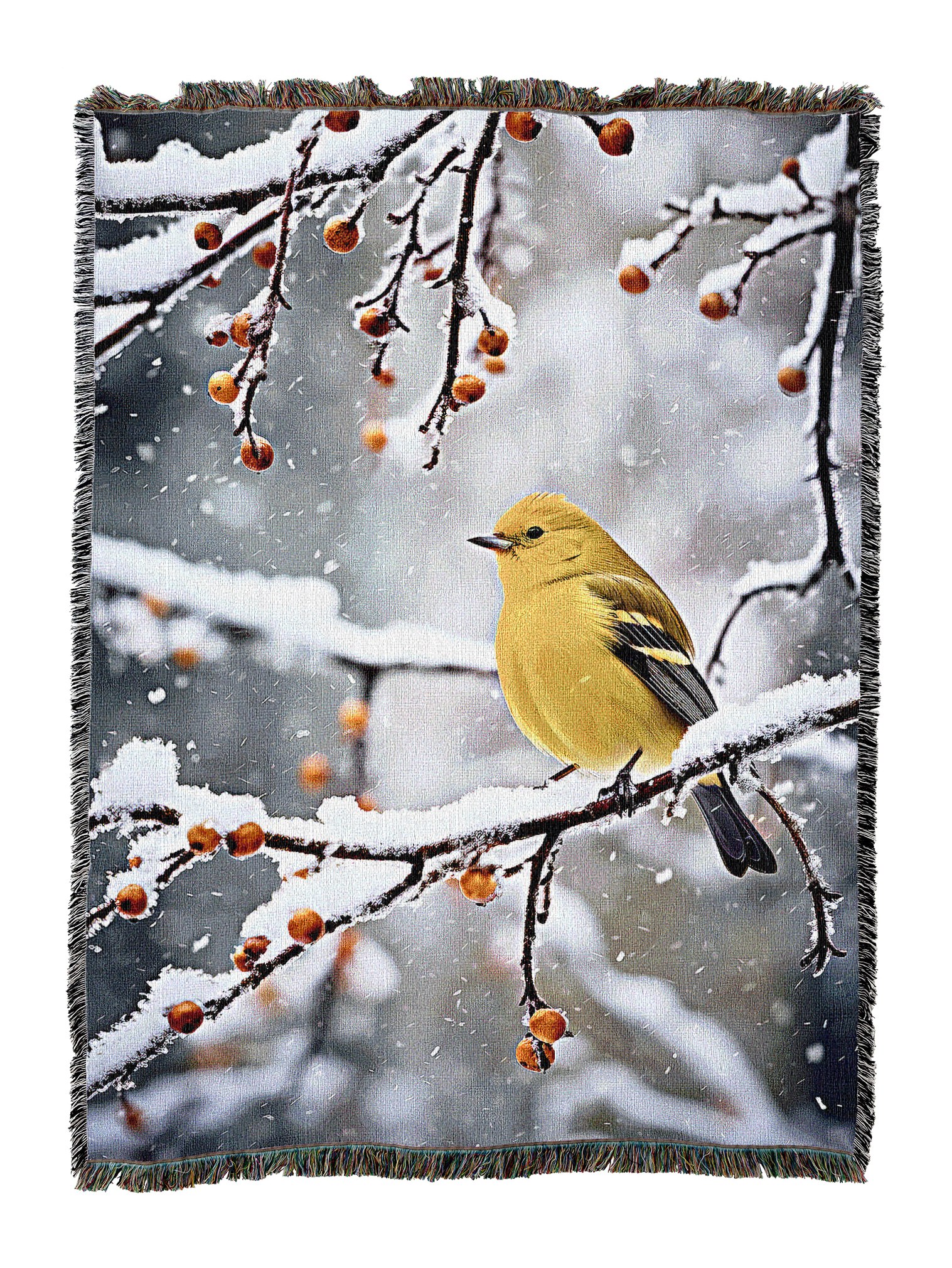 Winter Yellow Finch Blanket