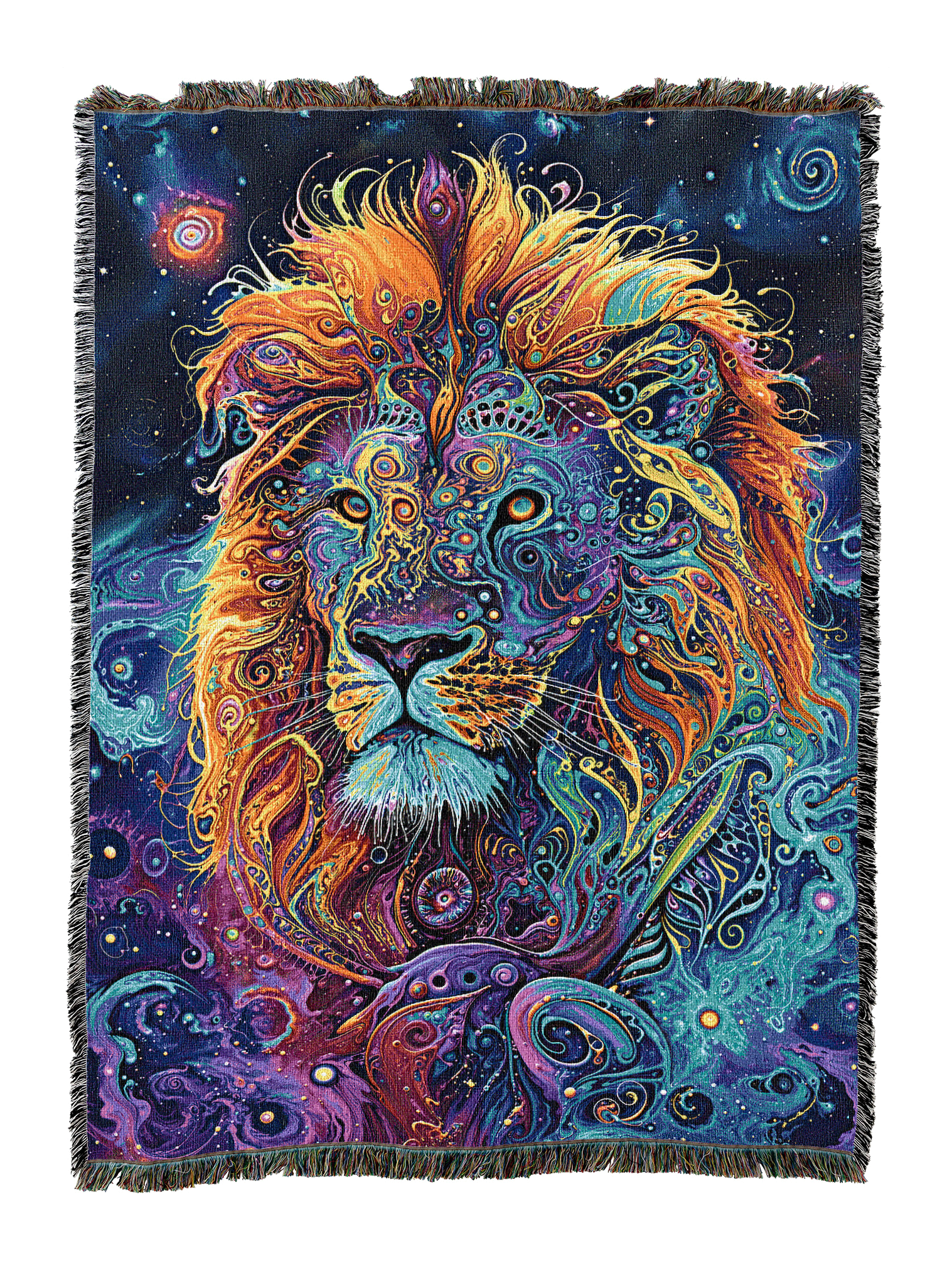 Cosmic Visionary Lion Blanket