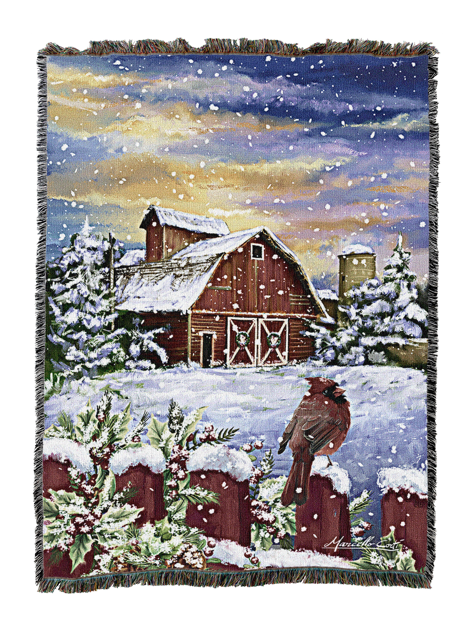 Cardinal On Fence Blanket