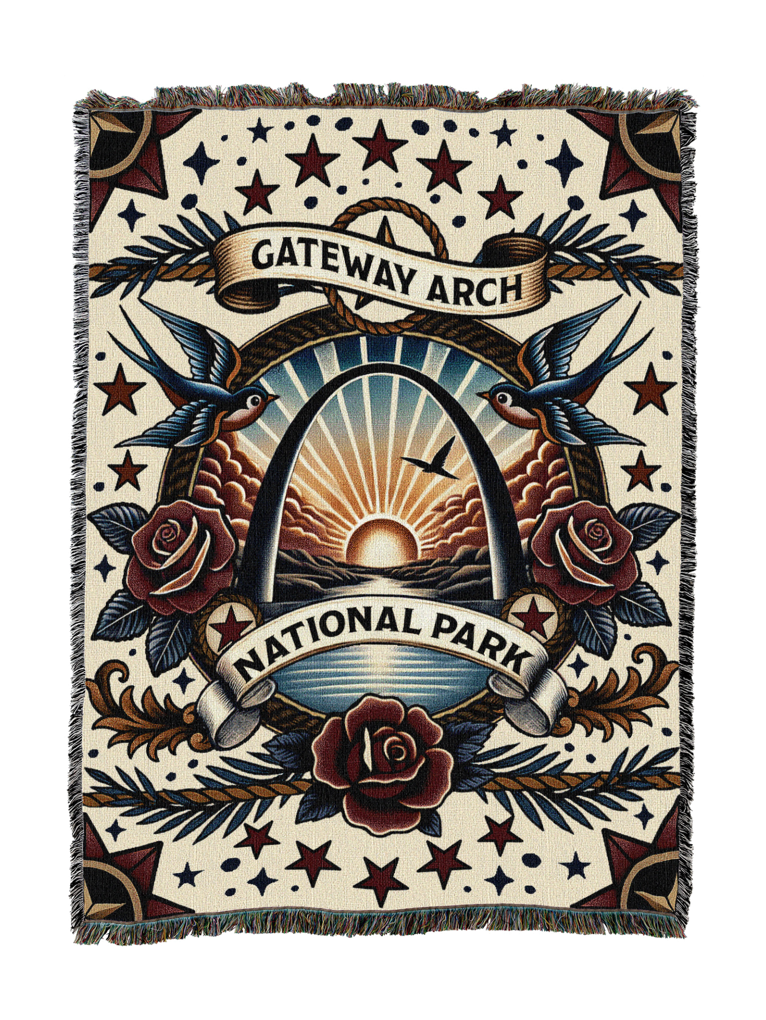 Gateway Arch National Park Tattoo Style Blanket