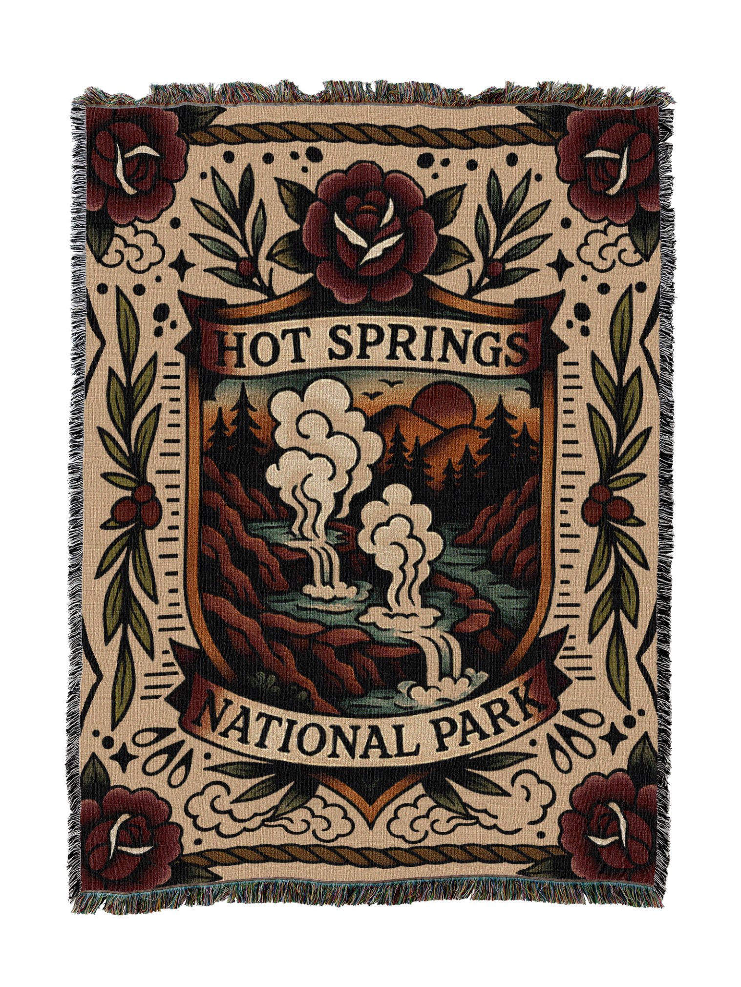 Hot Springs National Park Tattoo Style Blanket