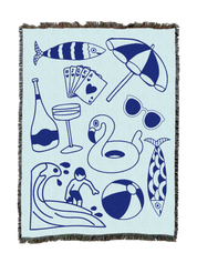 Beach Life In Blue Blanket