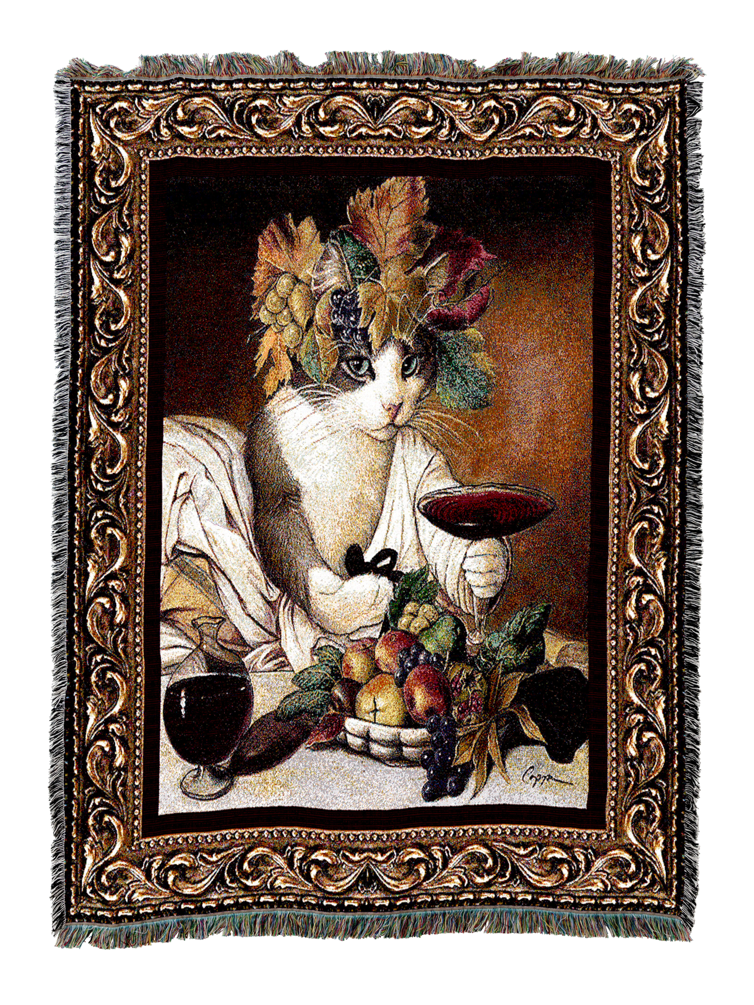 Bacchus Cat Wine Drinking Blanket