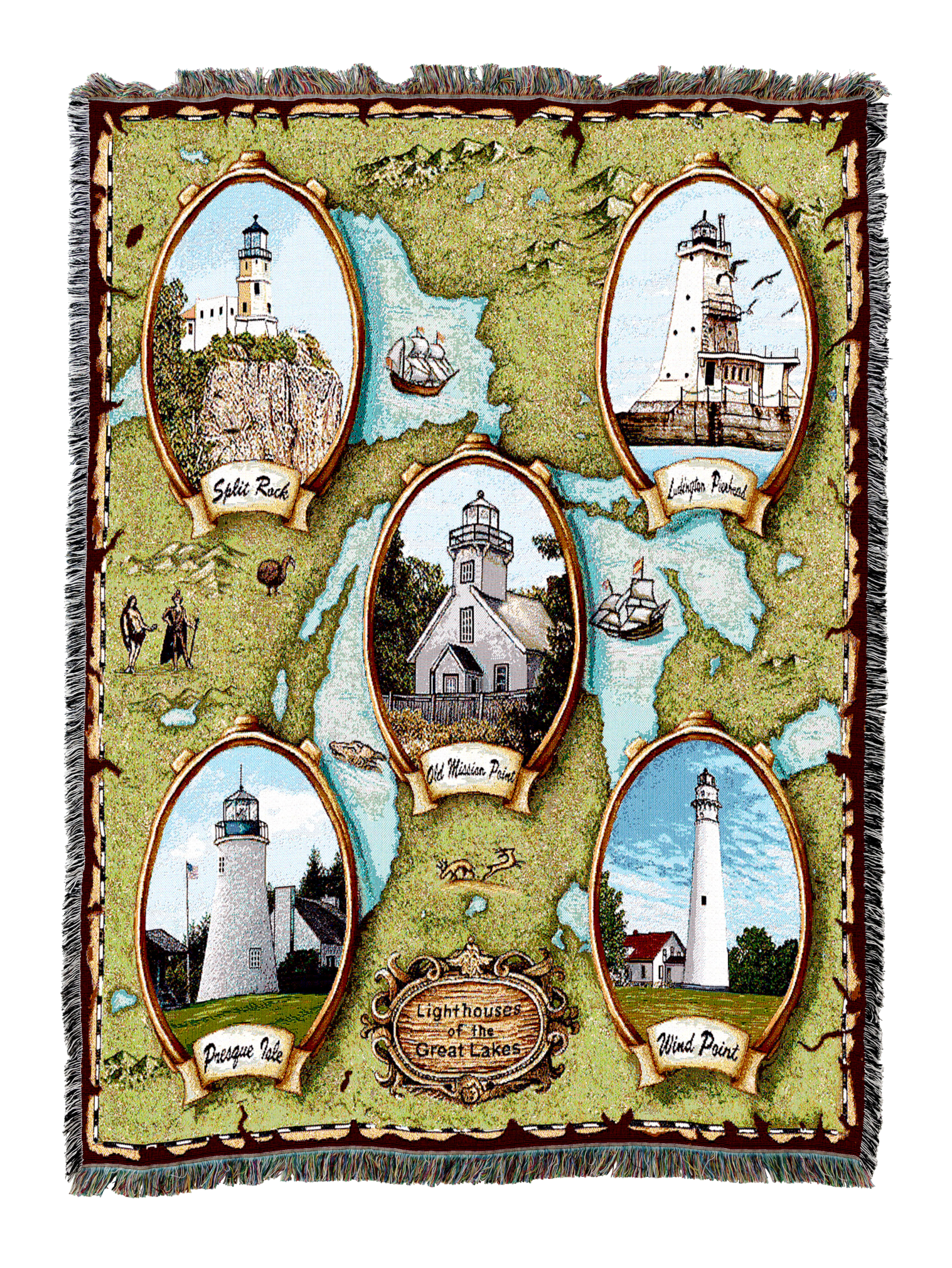 Lighthouses Of The Great Lakes Blanket B