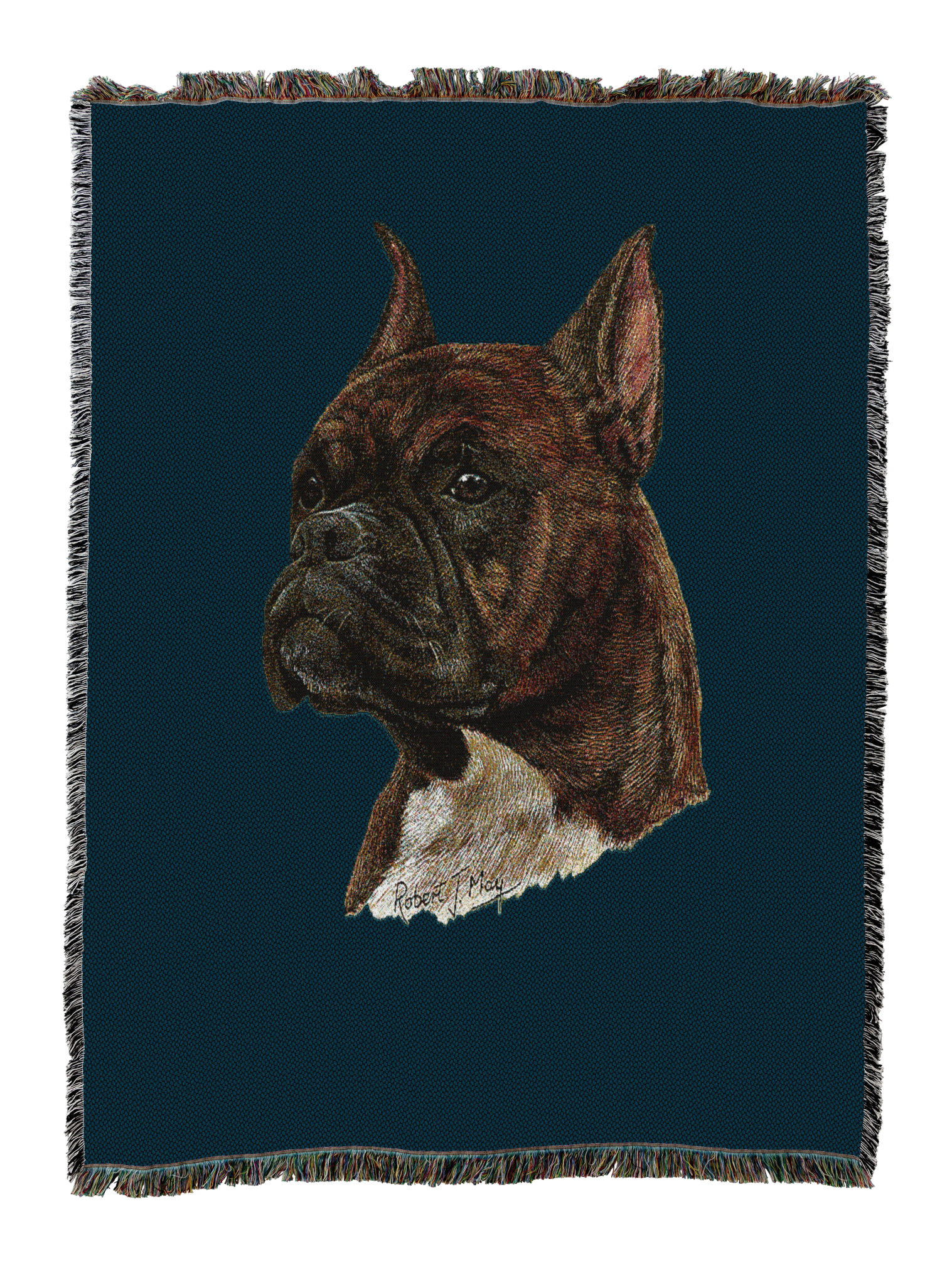 Boxer Brindle Blanket Blue