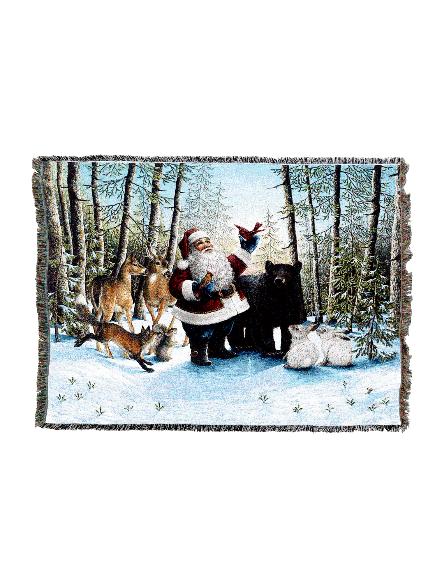 Santa In The Forest Blanket