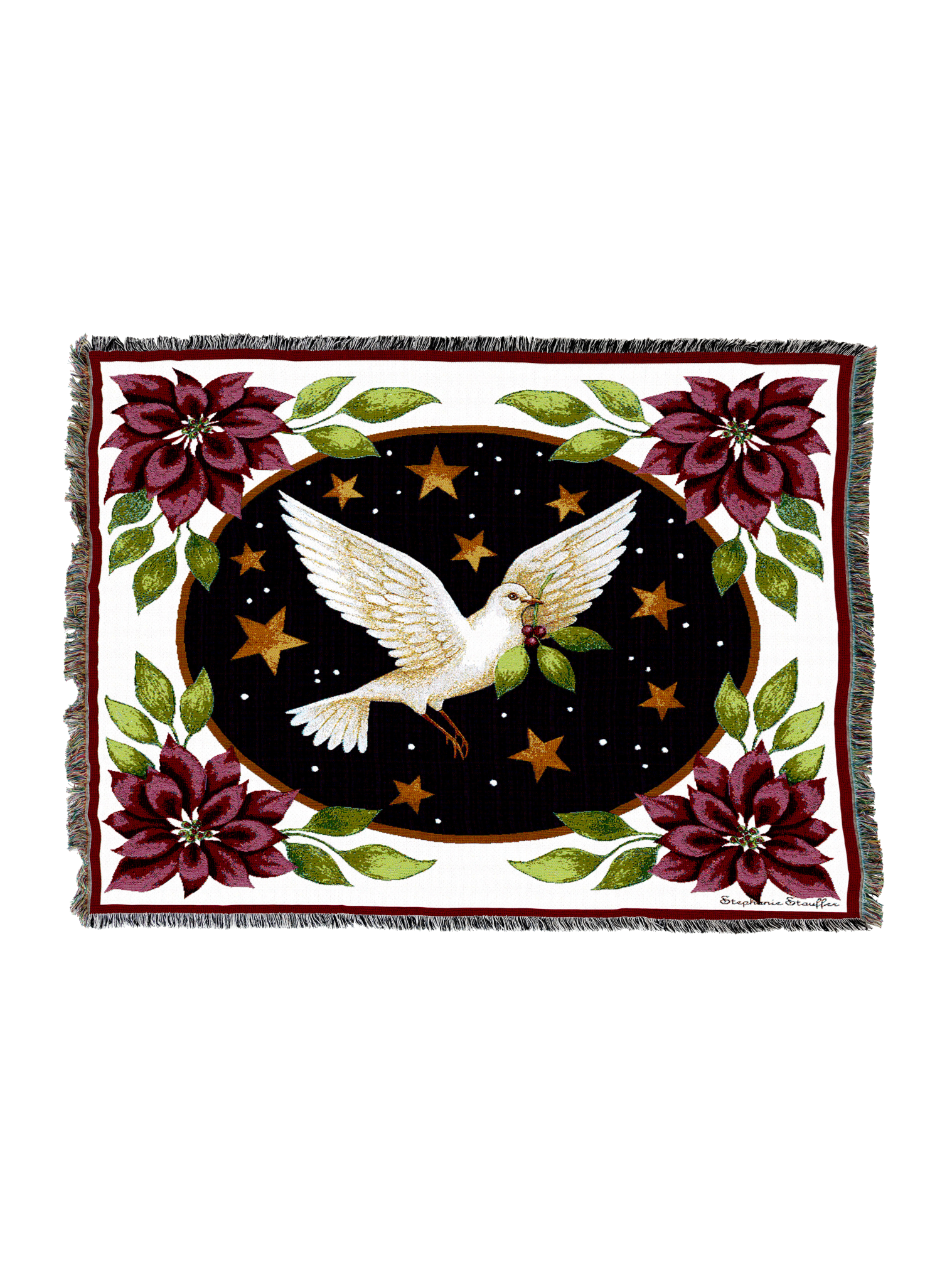 Dove And Poinsettias Blanket