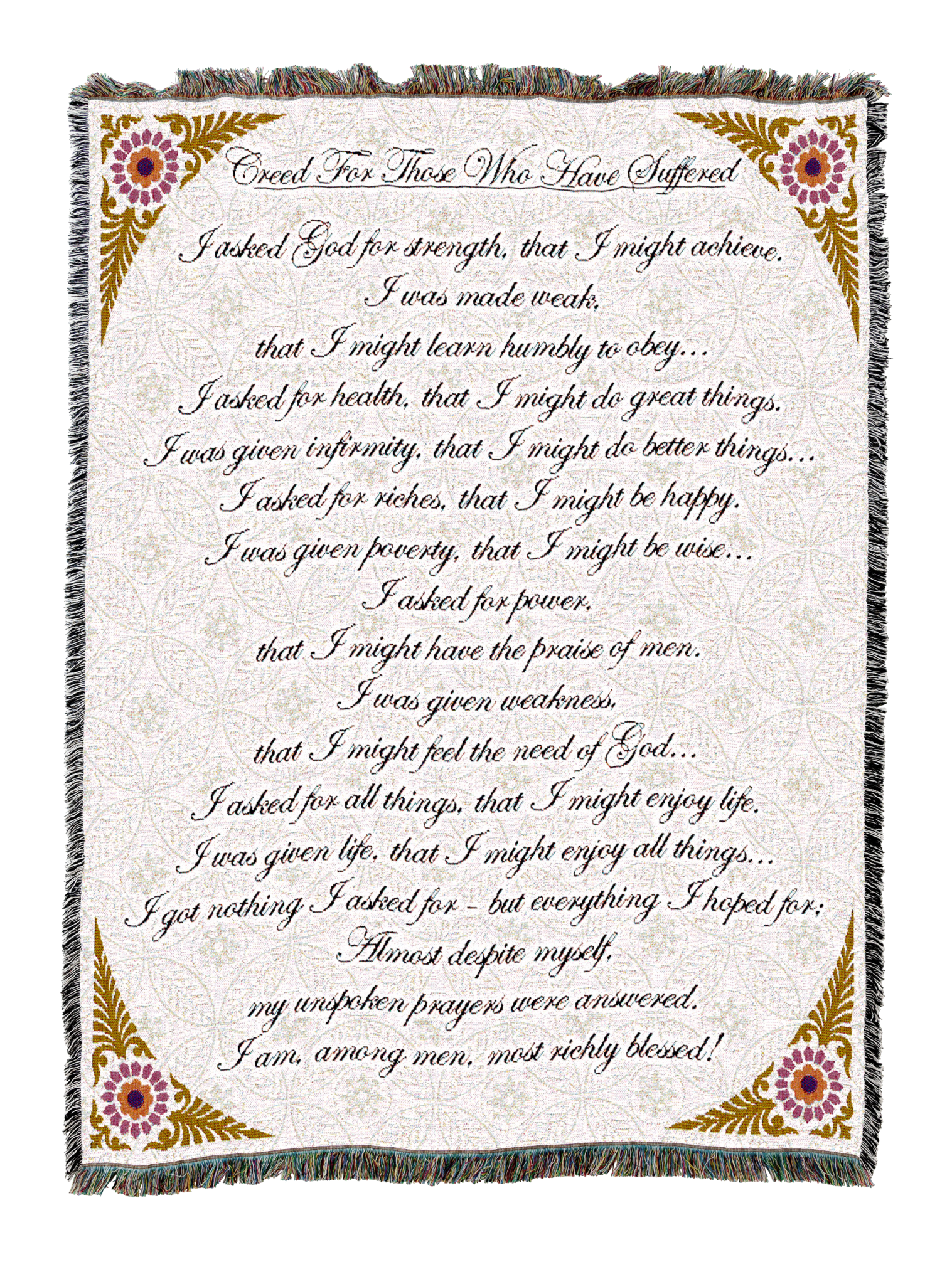 Creed For Those Who Suffer Blanket