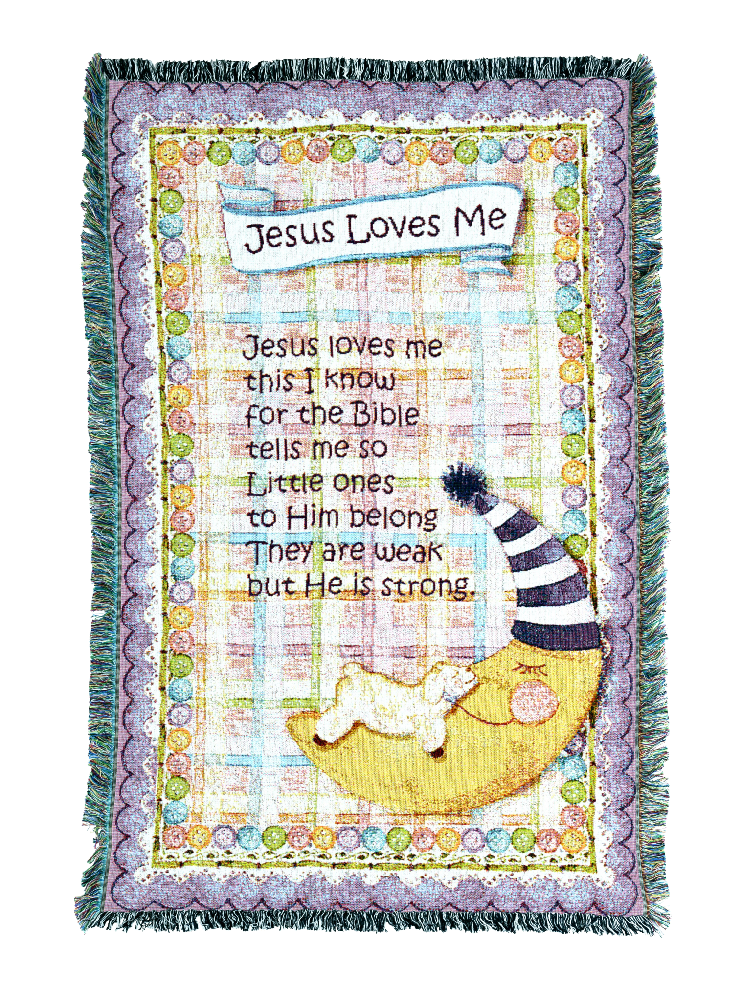 Jesus Loves Me Purple Border Mini Blanket