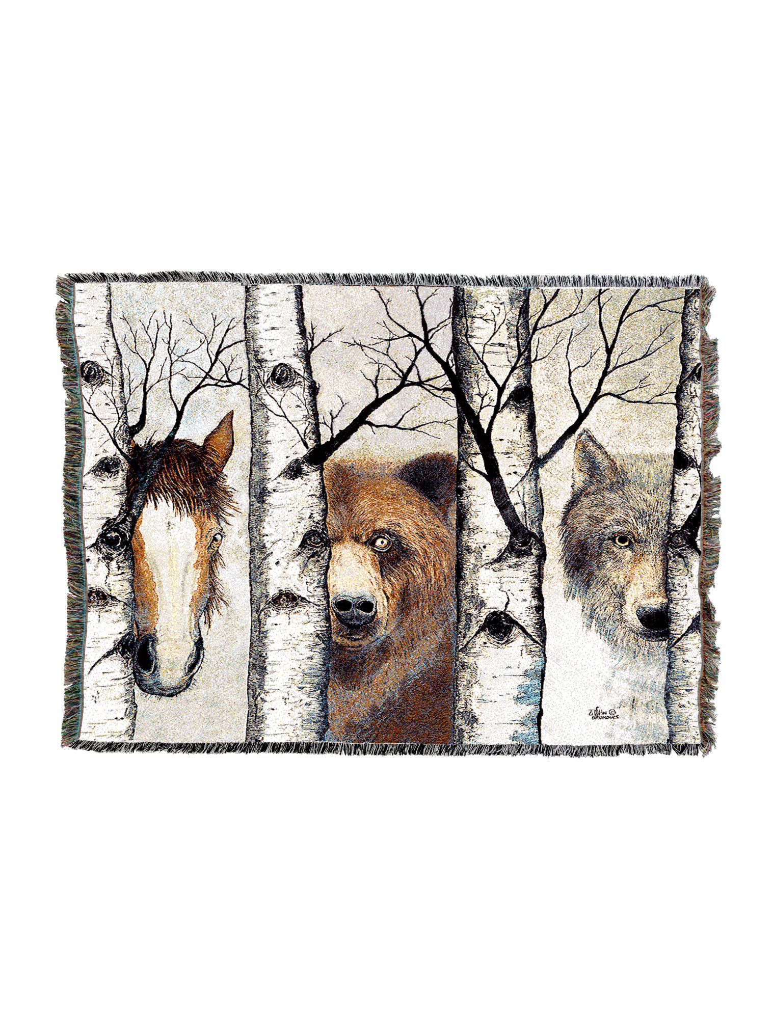 Trio Horse Bear Wolf Blanket