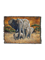 Loving Mother Elephant & Calf Blanket