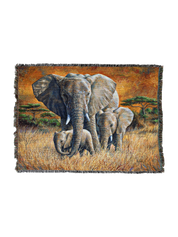 Loving Mother Elephant & Calf Blanket