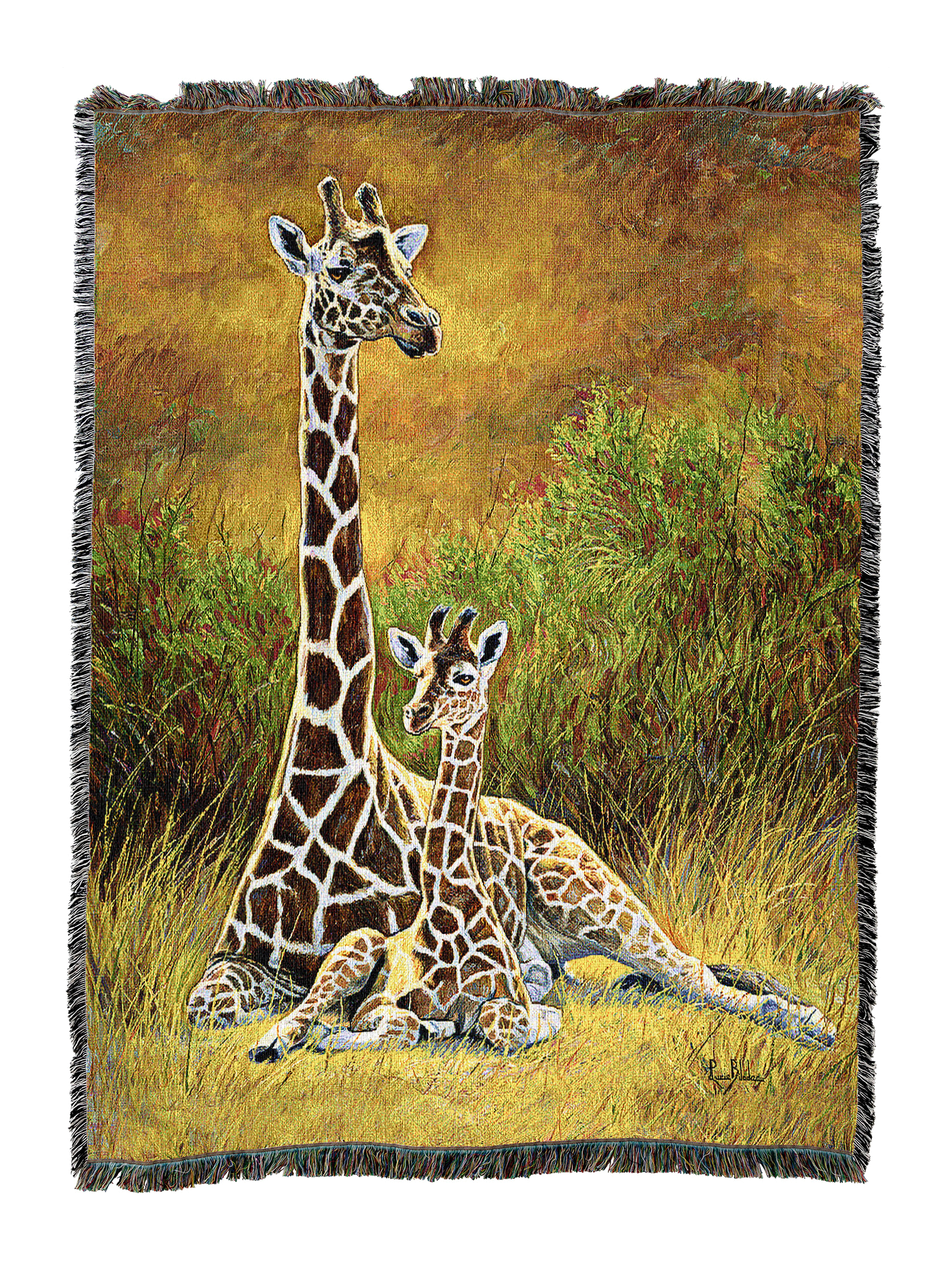 Mother And Son Giraffe Blanket