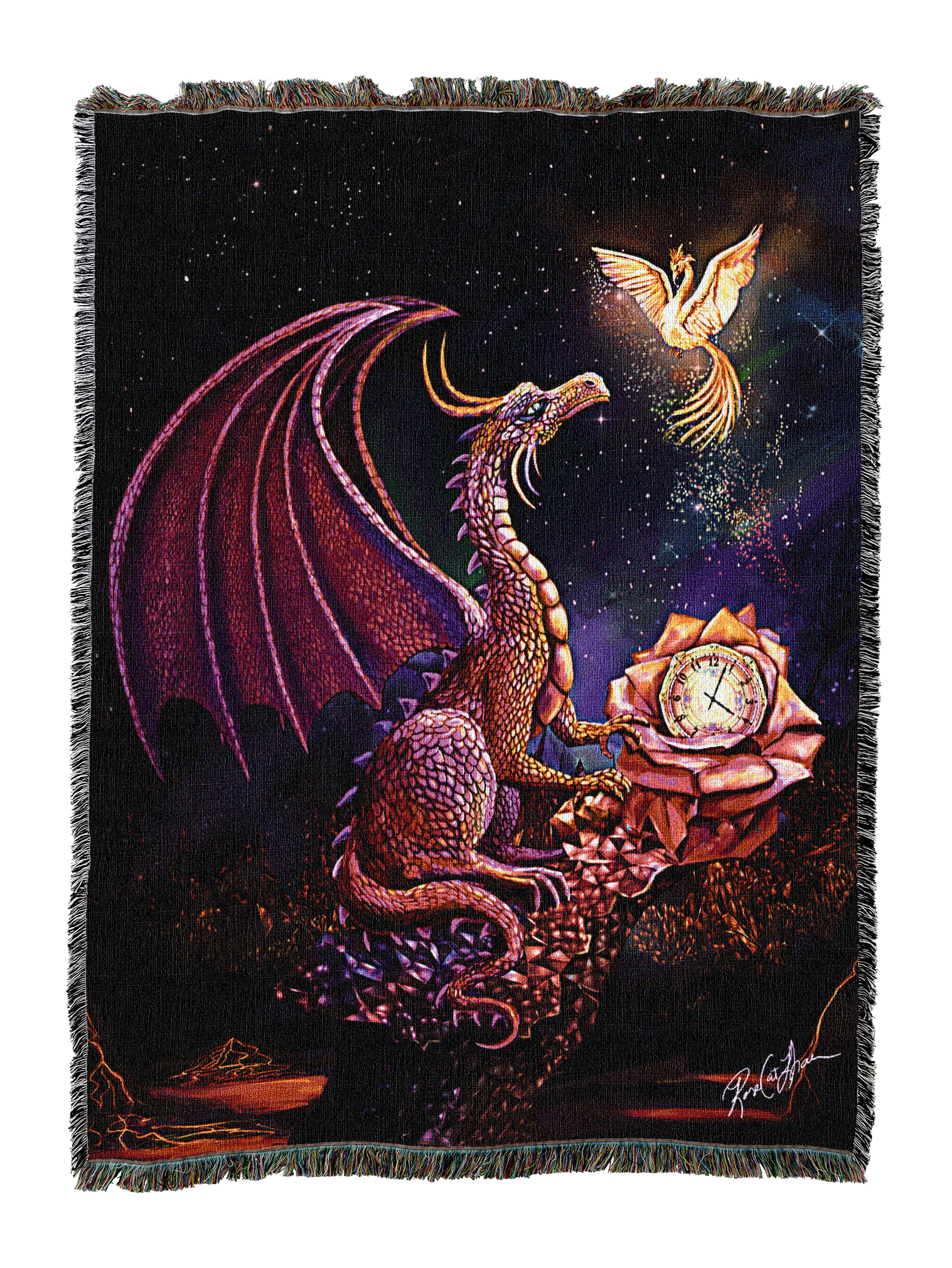 Time Dragon Scarlet Blanket