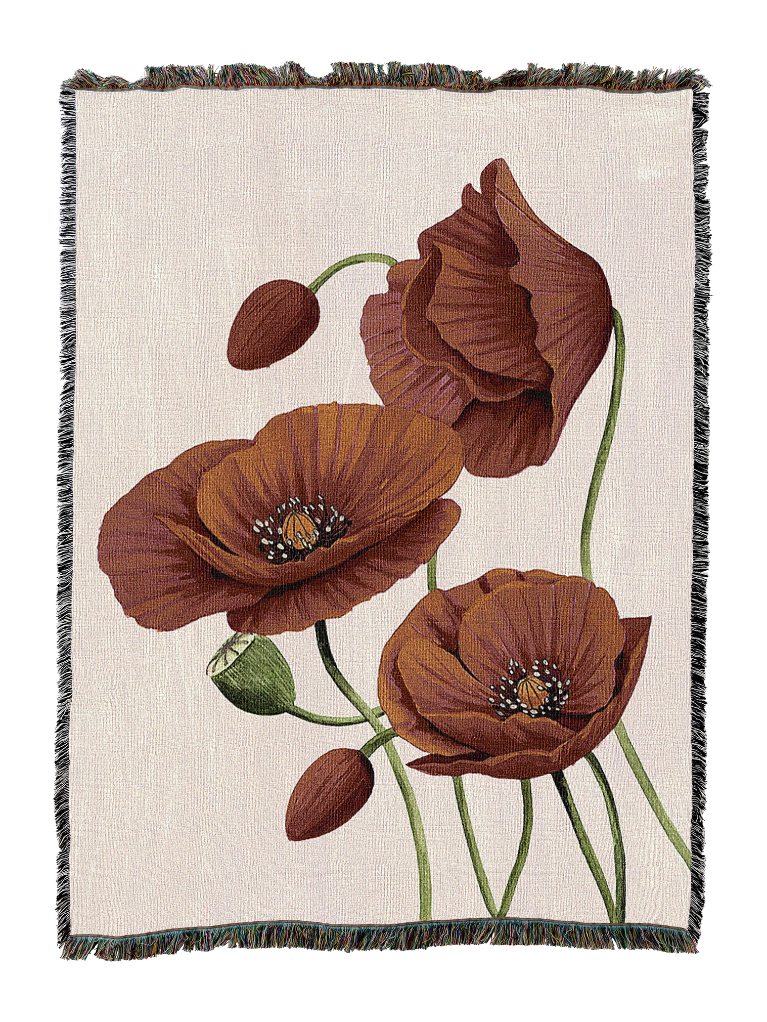 Soft Coral Poppies Blanket